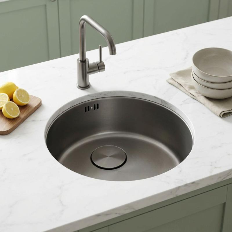 Pure.Sink Rondo Gun metal Ronde Spoelbak Vlakinbouw, Onderbouw en Opbouw 37 cm PRN38-61